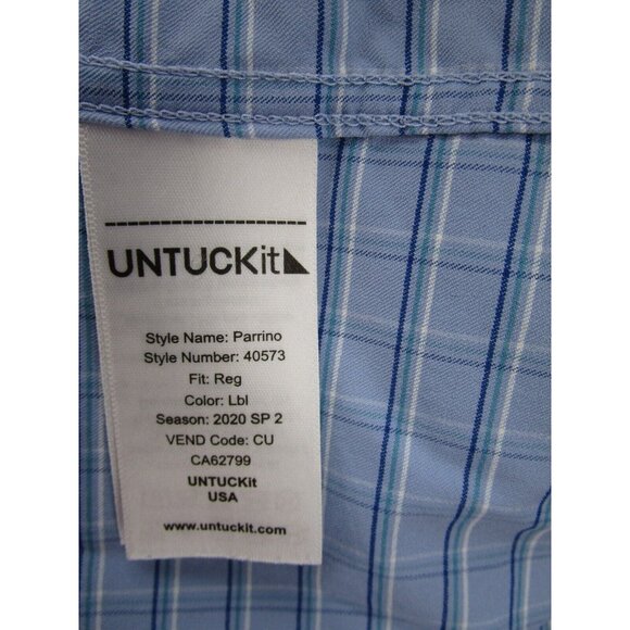 Untuckit Shirt Large White Button Up Traveler Commuter Plaid Woven - Picture 10 of 12